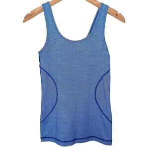 Zella Blue Striped Scoop Neck Athletic Tank Top Size Small